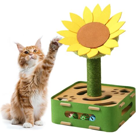 Jouet pour chat - Puzzle interactif pour chat avec motif tournesols - Base