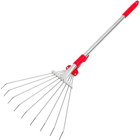 Râteau de Jardin Manuel Acier Inoxydable Outil Multi - Usage avec Manche (1/5)