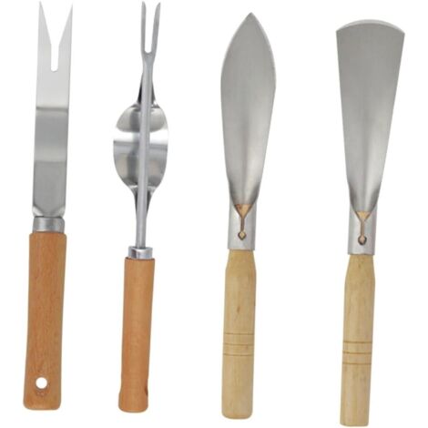 Kit de Outils de Jardinage Acier Inoxydable avec Manches Bois Pelle Truelle (1/5)