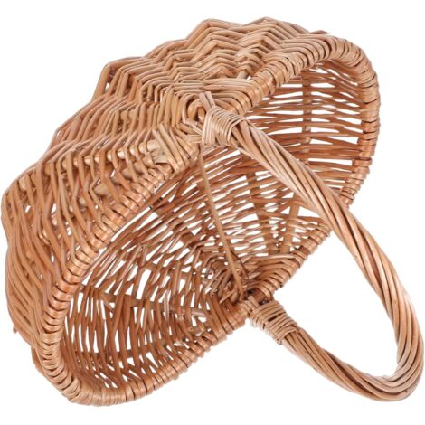 Panier Osier Tressé à Anse Ovale Léger et Portable Panier Ramasser Fruits (1/5)