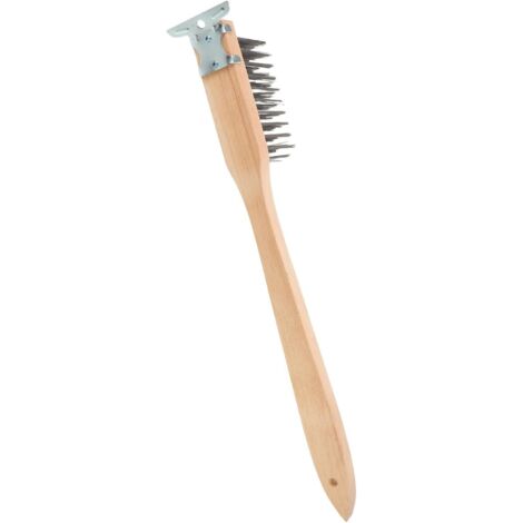 Brosse de Nettoyage pour Pizza avec Manche Bois Brosse à Fil de Cuivre (1/5)