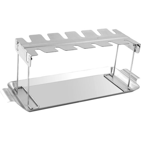 Support de Cuisson Barbecue Pliable Acier Inoxydable Rôtissoire pour Poulet (1/5)