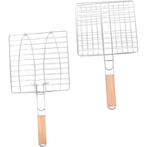 2 pièces Panier Barbecue Portable Antiadhésif pour Poisson et Viande Gril (1/5)