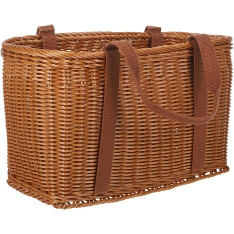 Panier Tressé à la Main avec Anse en Tissu Grand Format Rectangulaire (1/5)