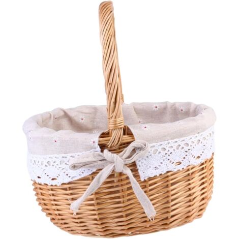 Panier de Rangement Osier Tissé Main avec Doublure Lin Lavable Panier (1/5)