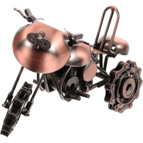 Modèle De Moto Rétro en Fer Forgé - Sculpture Décoration Intérieure Vintage (1/5)