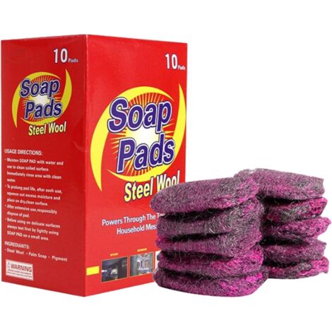 Éponges Récureuses Laine d'acier - Pads Métalliques De Nettoyage Pré - (1/5)