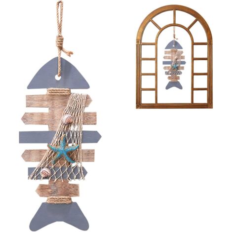 Décoration en forme de poisson en bois sculpté à la main pour la maison - (1/5)