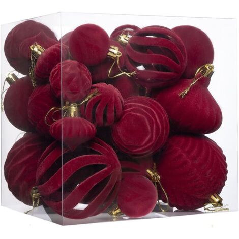 Lot de 36 boules de Noël en velours - Style vintage - Boules de Noël - Pour (1/5)