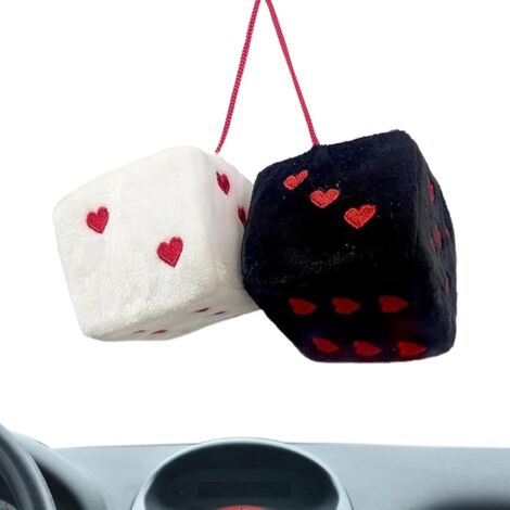 Dés en peluche pour rétroviseur de voiture - Cubes noirs et blancs en (1/5)