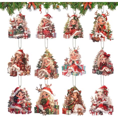 Ornements d'arbre de Noël en Acrylique - 12 Pièces Accessoires d'Affichage (1/5)