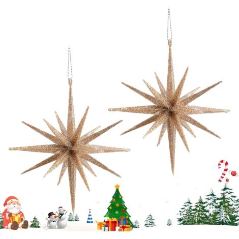 Lot de 2 étoiles décoratives 3D - Paillettes - Pour le salon - la cuisine - (1/5)