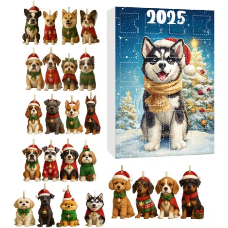 Calendrier De L'Avent De Noël Pour Chien 2025 - Décor En Acrylique 2D 24 (1/5)
