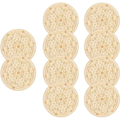 Lot de 10 dessous de verre en bois avec motif géométrique - pour café - (1/5)