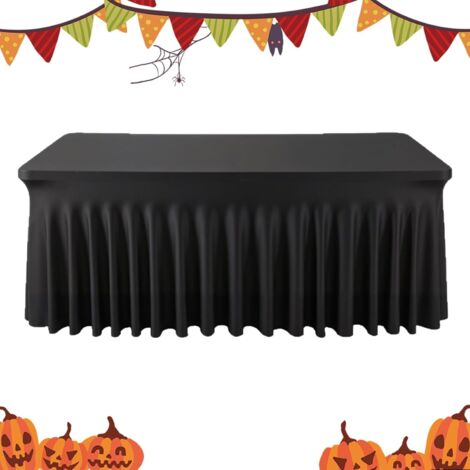 Volant - Nappe de table - Décoration de bureau festive - 183 cm - Noire - (1/5)