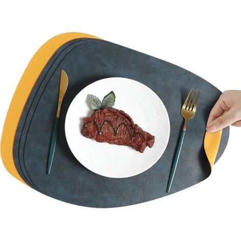 Lot de 4 sets de table pour table à manger - en cuir - lavables - modernes (1/5)