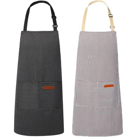 Tablier De Cuisine - 2 Pièces Imperméable Ajustable - Tablier Chef avec 2 (1/5)
