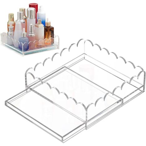 Plateau en Acrylique Transparent - Plateau décoratif festonné avec tiroir (1/5)