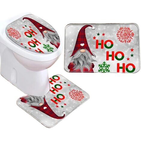 Ensemble de salle de bain de Noël - housse de couvercle de toilette - tapis (1/5)