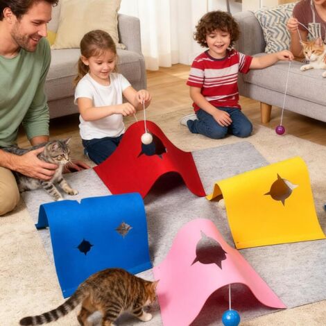 Tapis interactif pour chat - 4 en 1 - Tunnel - Tapis de jeu portable avec (1/5)