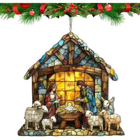Crèche de Noël - attrape - soleil - soleil pour fenêtre - soleil coloré en (1/5)