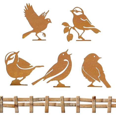 Décoration d'oiseau pour l'extérieur - Plaques vintage en fer 5 pièces – (1/5)