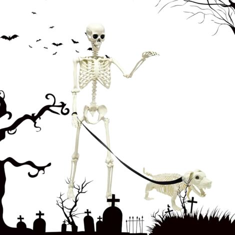 Décor Squelette - Halloween avec Squelette et Chien - Décor Effrayant Tête (1/5)