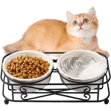 Gamelle pour nourriture pour chat - Distributeur d'eau avec support - (1/5)