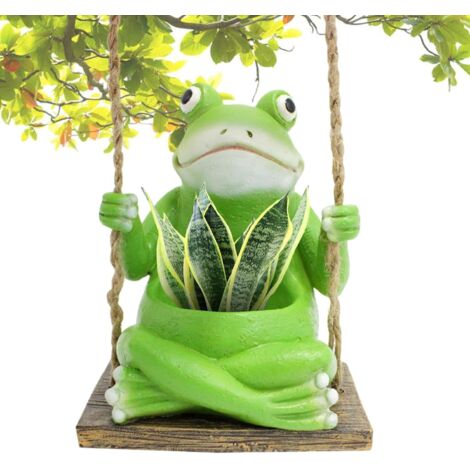 Jardinière Grenouille de Jardin - Grenouille - en résine - balançoire - (1/5)