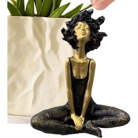 Statue de fille - Figurine afro en méditation - statue en résine - cadeau (1/5)