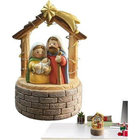 Figurines de crèche de Noël - Décoration de Noël en résine avec éclairage (1/5)