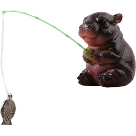 Statue D'Hippopotame Humoristique - Sculpture Animale avec Design De Pêche (1/5)