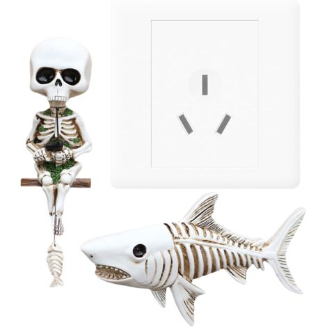 Squelette de pêche Halloween - En fonte dure - Sculpture de requin - (1/5)