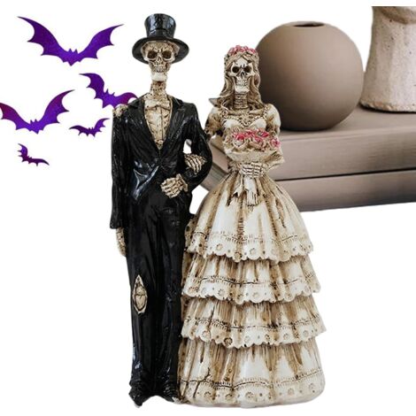 Figurine de couple de squelette gothique - Accessoire de maison Sculpture (1/5)