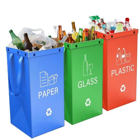 Lot de 3 poubelles pliables - réutilisables - 40 l - pour la maison - (1/5)