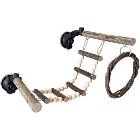 Échelle en Corde pour Oiseaux Jouet - Perche Interactive Flexible en Bois à (1/5)