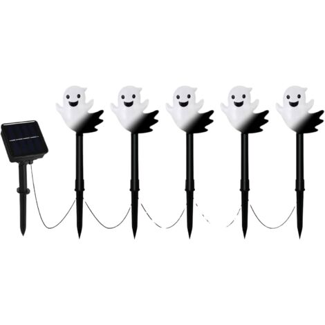 Pieu Lumineux Halloween - Lot De 5 Piquets Solaires Fantômes Lumineux - (1/5)