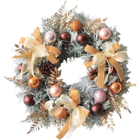 Couronne de Noël Extérieur - à Pommes de Pin et Nœud Décorations Fêtes (1/5)
