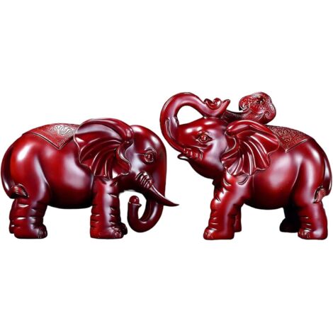 Statue d'Éléphant en Bois - Statuette Animale Sculptée à la Main - Ornement (1/5)