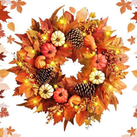 Couronne d'automne - Couronne de Porte Automne - 50 Cm Artificielle pour (1/5)