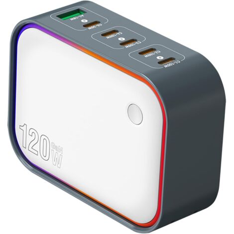 120W GAN 6 Ports - USB C Bloc de Moyeu de Station de Charge Rapide - (1/5)