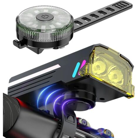 Ensemble D'Éclairage pour Vélo - Rechargeable Très avec Klaxon - Kit Phare (1/5)