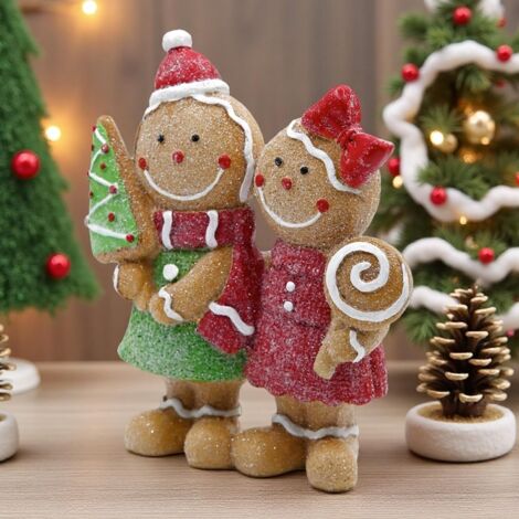 Figurine en d'Épice - Couple de Personnages Hivernaux Pièce de Table - (1/4)