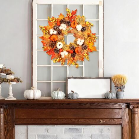 Couronne d'automne - Couronne de Porte de 45 cm avec Décoration de Récolte (1/4)
