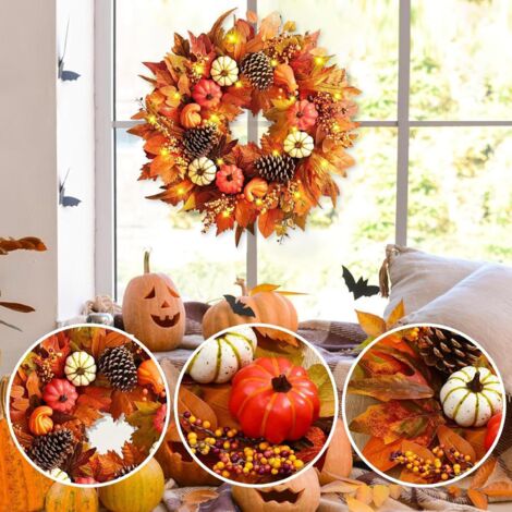 Couronne d'automne - Couronne de Porte d'automne - 50 cm Design Citrouilles (1/4)