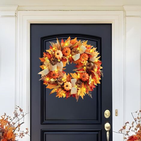 Couronne de Porte Automne - Décorations de Guirlande Automnale de 45 (1/4)