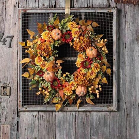 Couronne Automnale de Porte - Couronne d'automne À pour Extérieur (1/4)