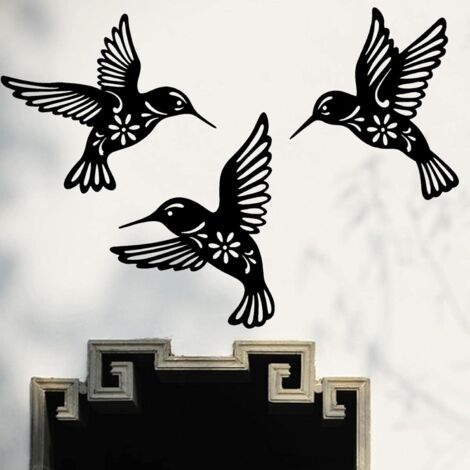 Art Mural Colibri en Métal - Sculpture Murale Extérieure d'oiseaux en Métal (1/4)