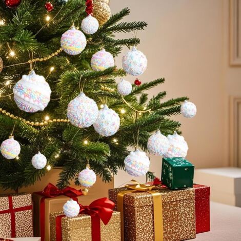 Boules de Décoration de Noël - Ornements Festifs en Mousse pour Suspension (1/4)