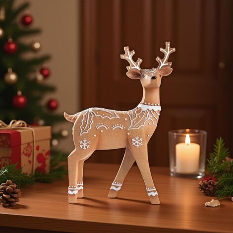 Statuettes De Rennes De Noël - Ornement De Statue D'Élan avec Paillettes - (1/4)